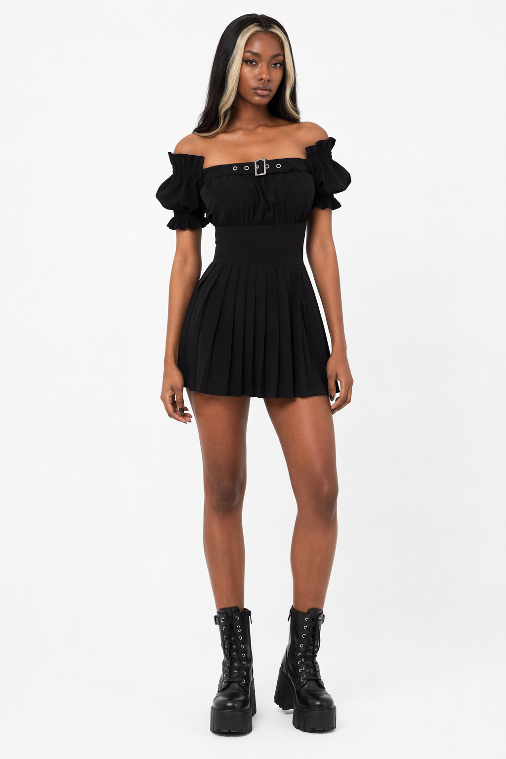 Batty Shoulder Black Dress S