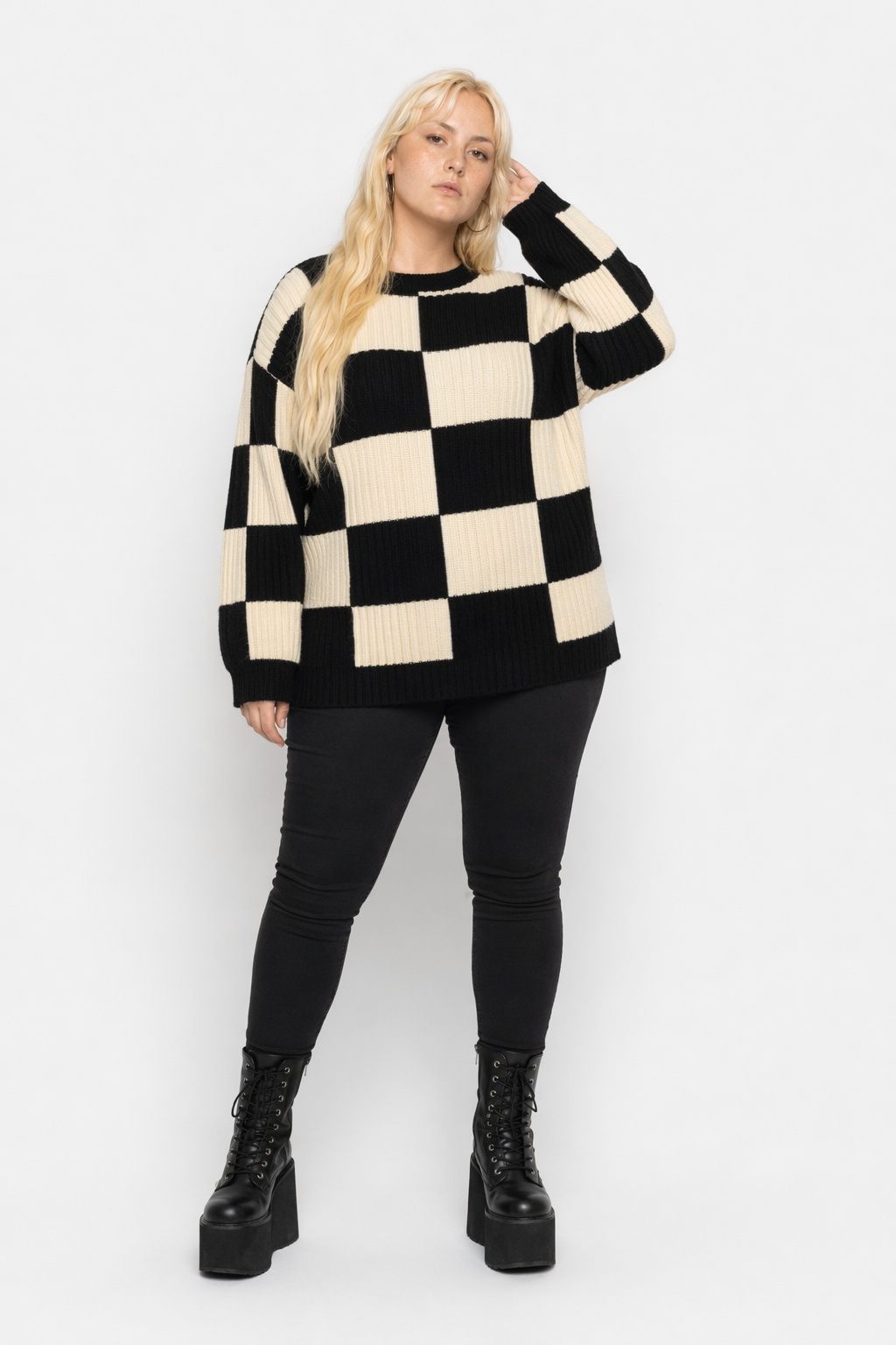 Black Checkerboard Sweater as shown