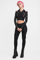 Grunge Mesh Buckle Top black