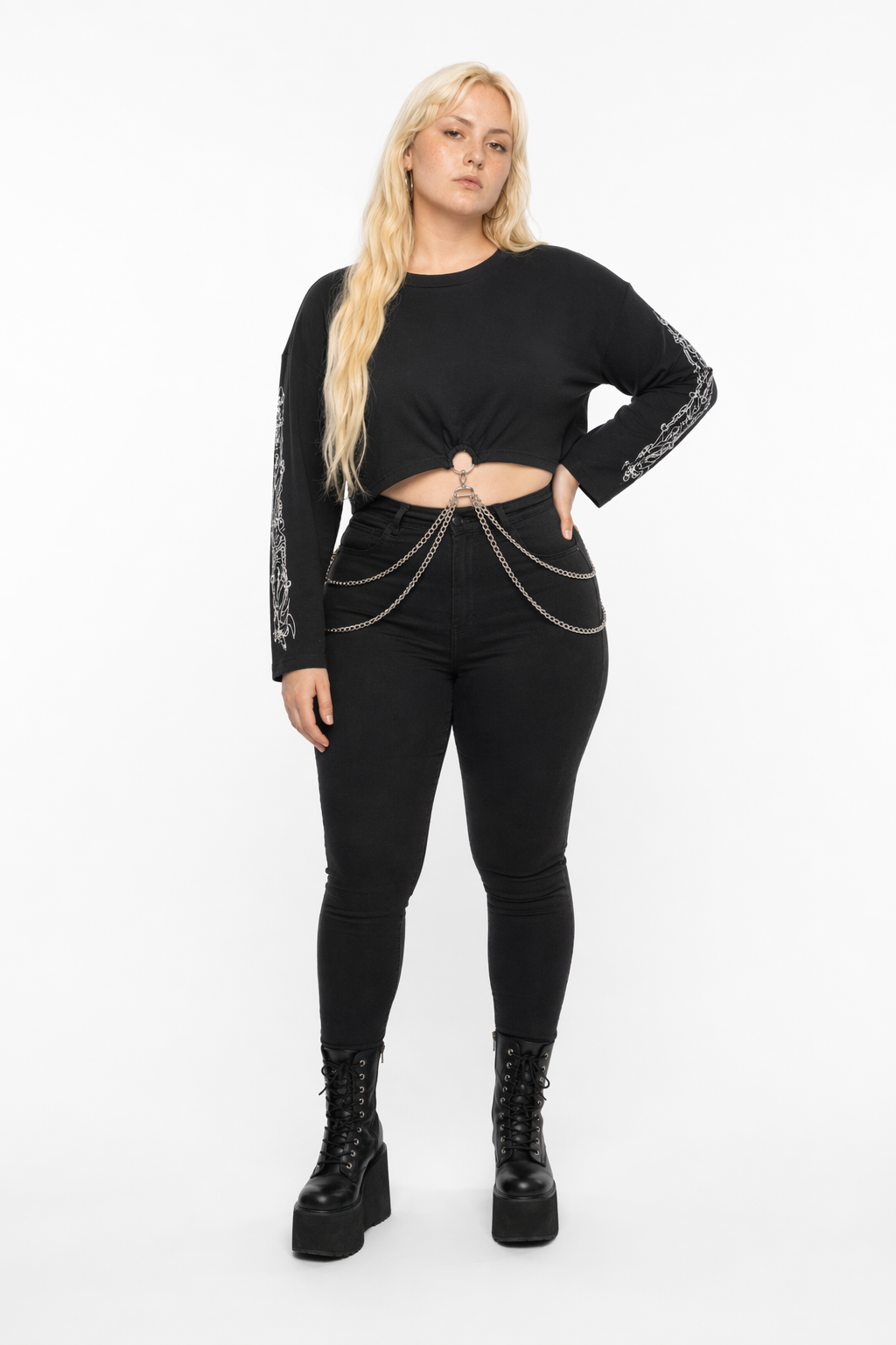Faithless' Grunge Long Sleeved Top Black