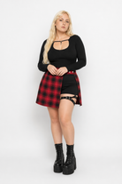 Grunge Plaid Skirt - Red & Black' T36 tartan red