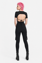 Black Gothic Tie-Up Bodysuit L