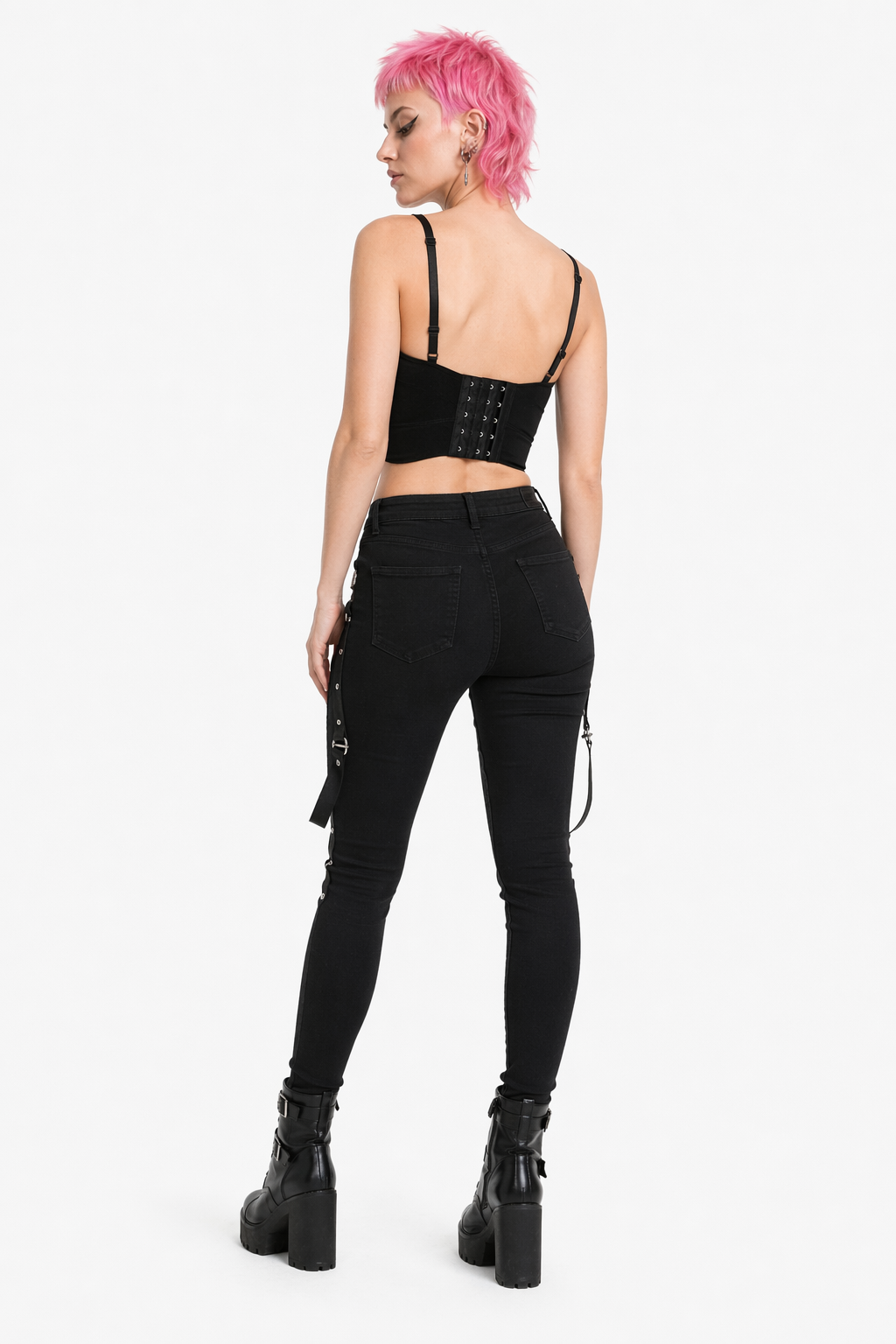 Bella' Black Gothic Cami Crop Top black