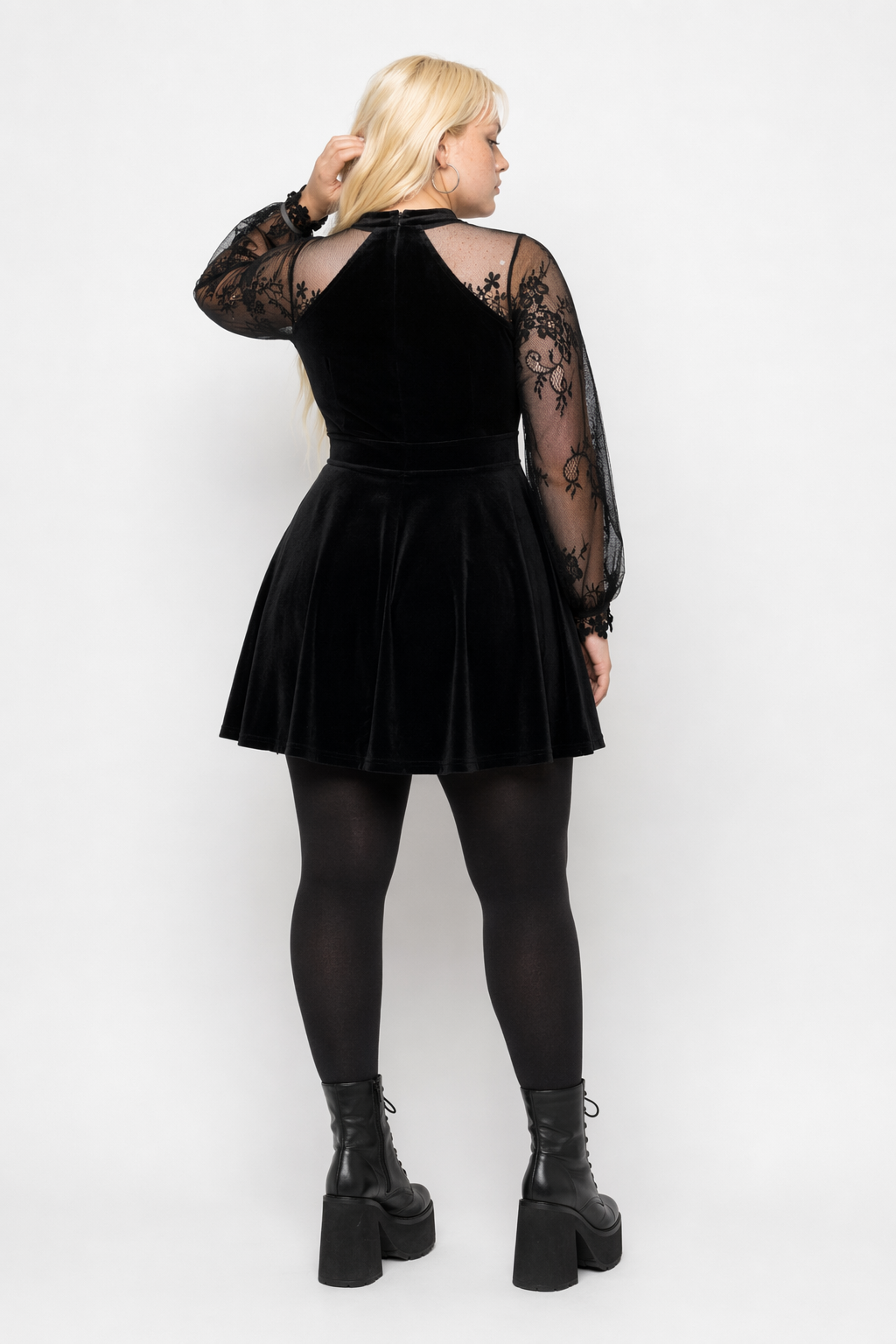Goth Velvet Lace Dress' black