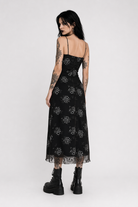 Black Grunge Mesh Dress Black White