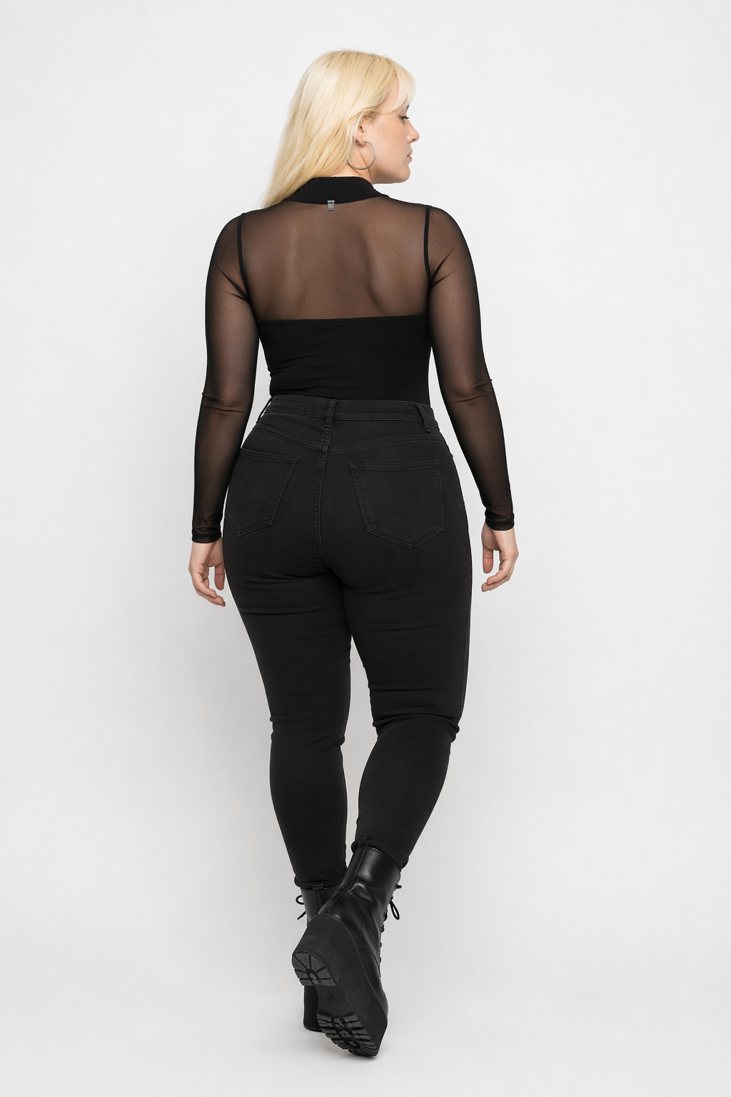 Black Gothic Mesh Bodysuit Black