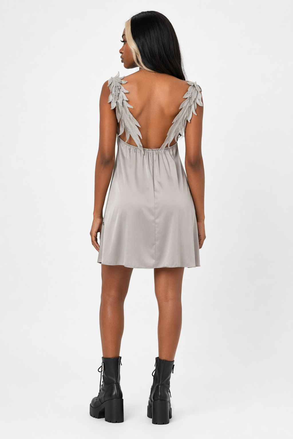 Gothic Satin Night Dress Gray