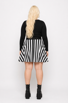"Spooky Chic Plaid Skirt" Black White Striped