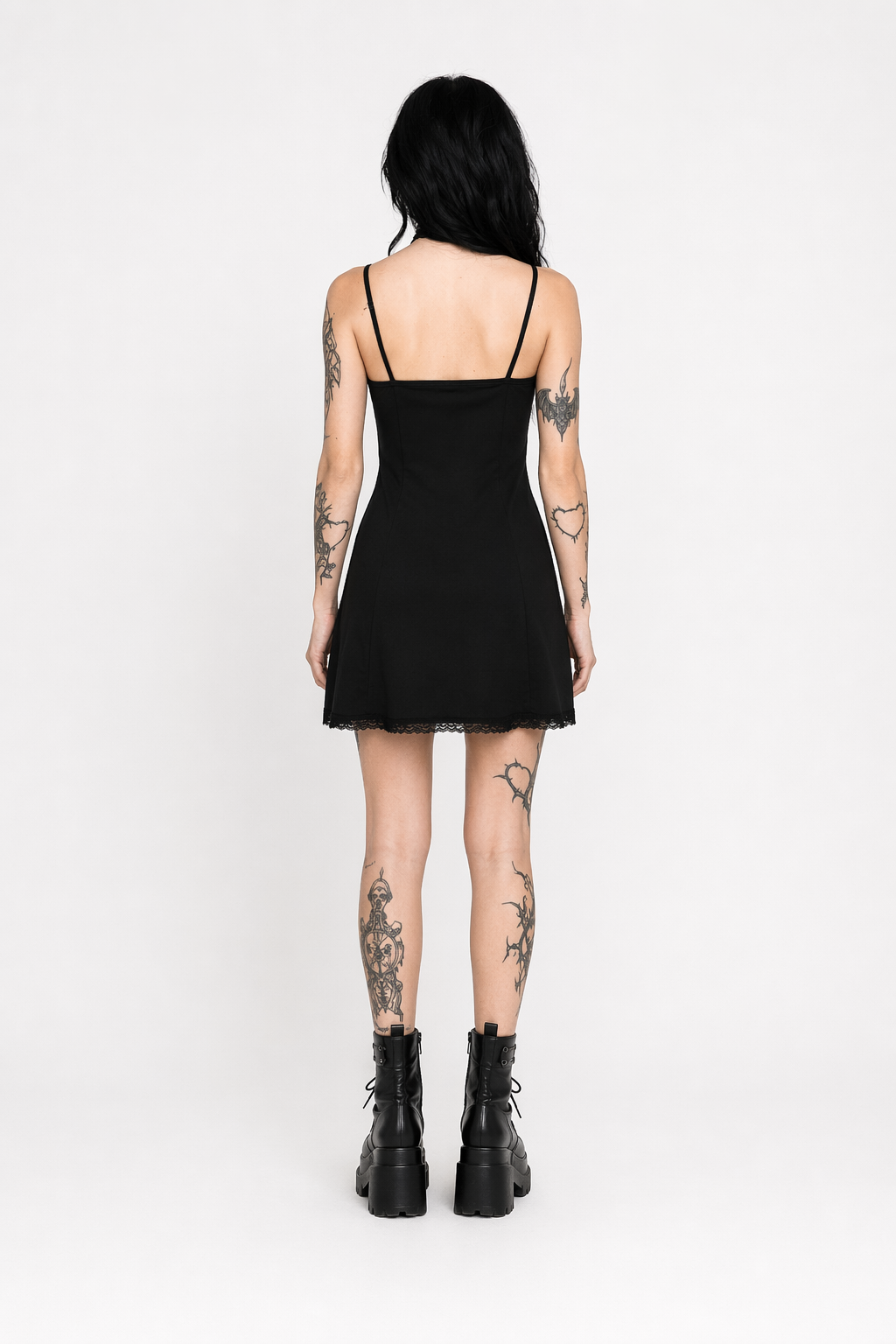 Black Lace Gothic Bow Dress Black Dress