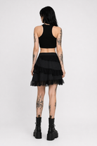 Gothic Mesh Ruffle Skirt Black