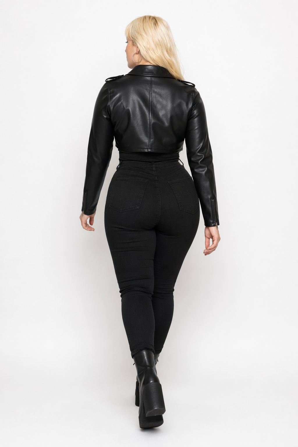 Faux Leather Crop Jacket Black