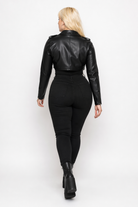 Faux Leather Crop Jacket Black