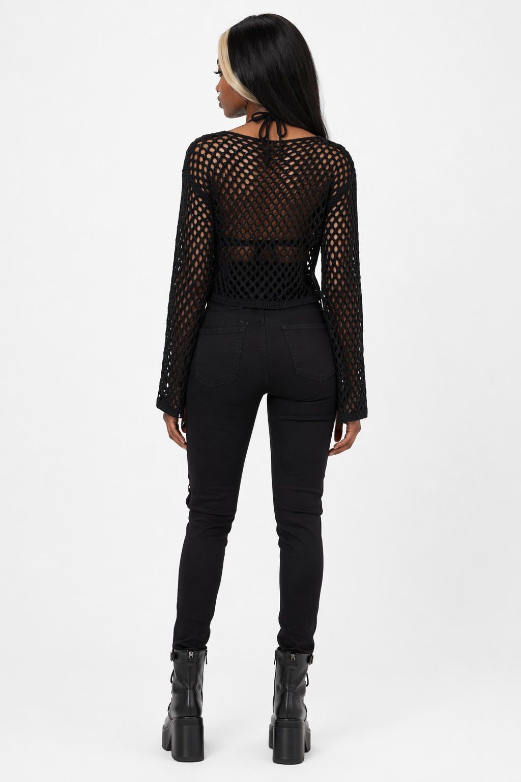 Rebel Black Mesh Beach Sweater Black