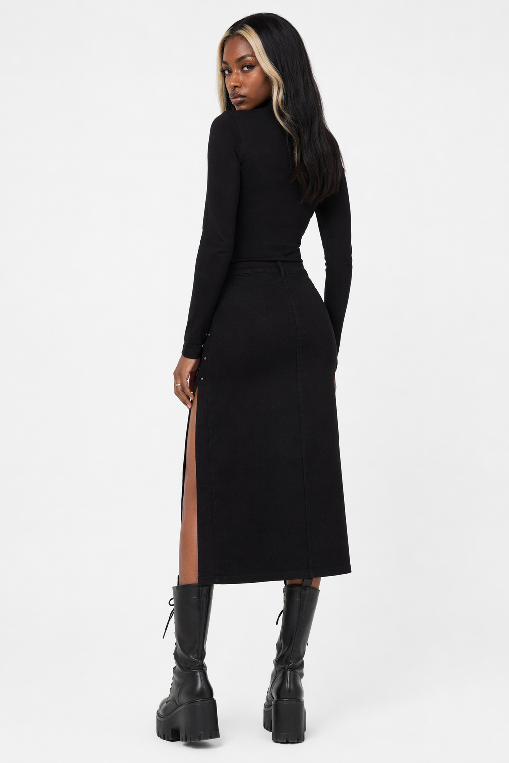 Evil Kin' Harajuku Slit Skirt black