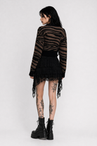 Grunge Brown Stripe Cardigan Deep Brown