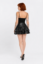 Black Pleated PU Mini Skirt' Black