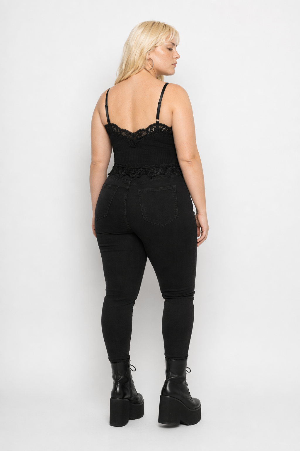 Black Lace Crop Top black