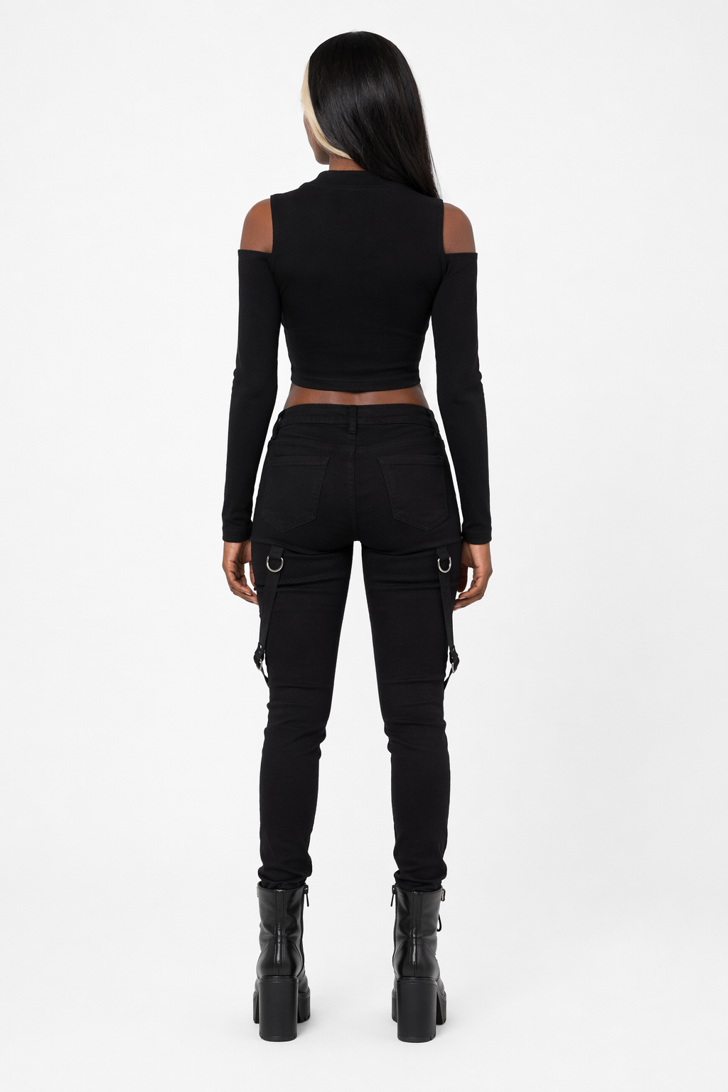 Black Cut Out Crop Top Black