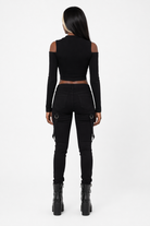 Black Cut Out Crop Top Black