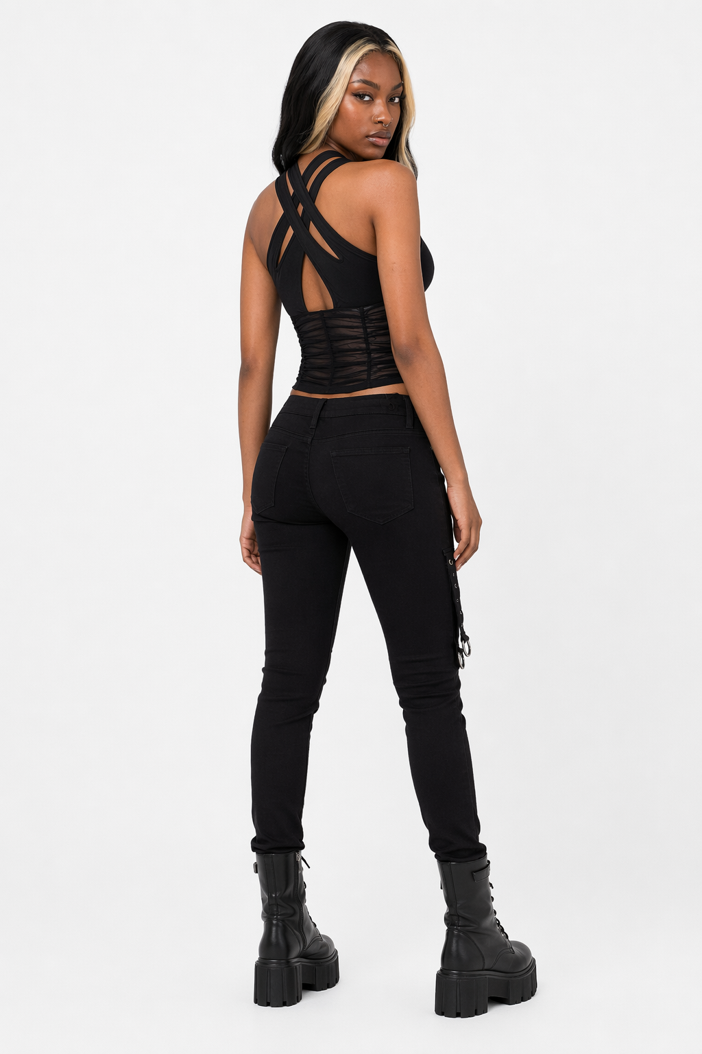 Black Mesh Halter Top' Black Top