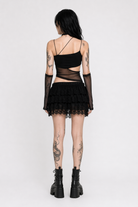 Cut-out Mesh Crop Top Black