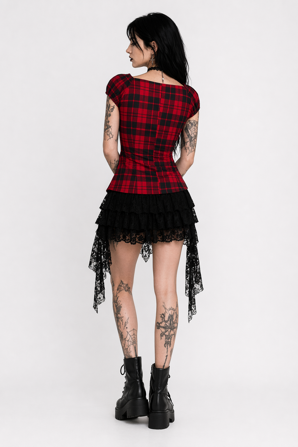 Red Grunge Plaid Top' XXL