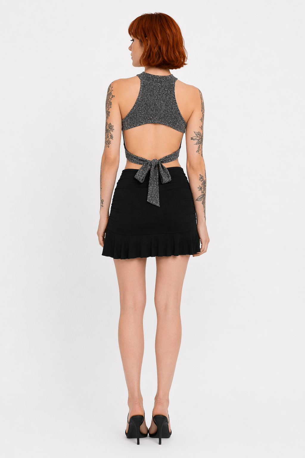 Agony' Grey Grunge Crop Top L
