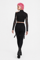 Grunge Mesh Buckle Top black