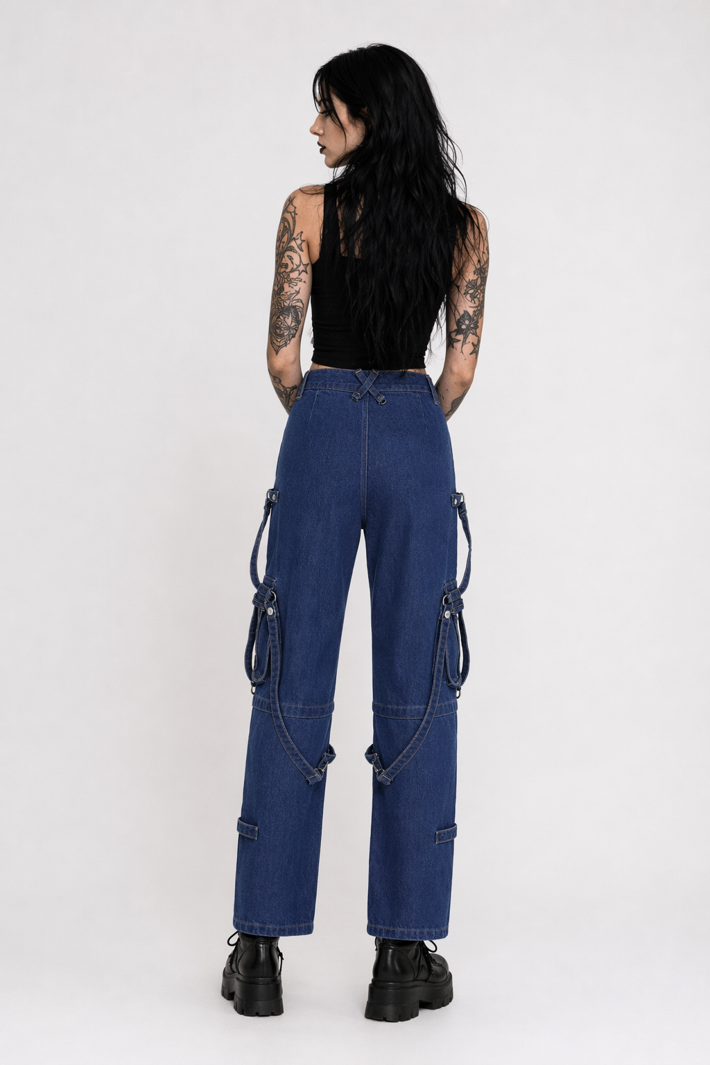Blue High Waisted Grunge Denim Jeans blue