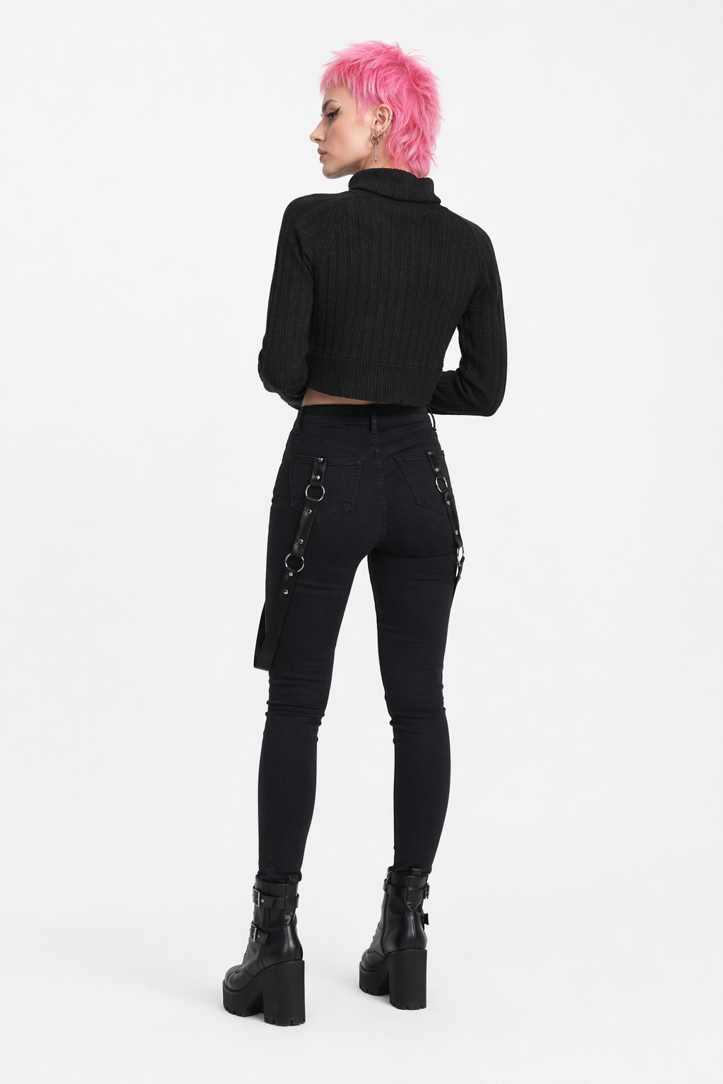Black High Neck Sweater L