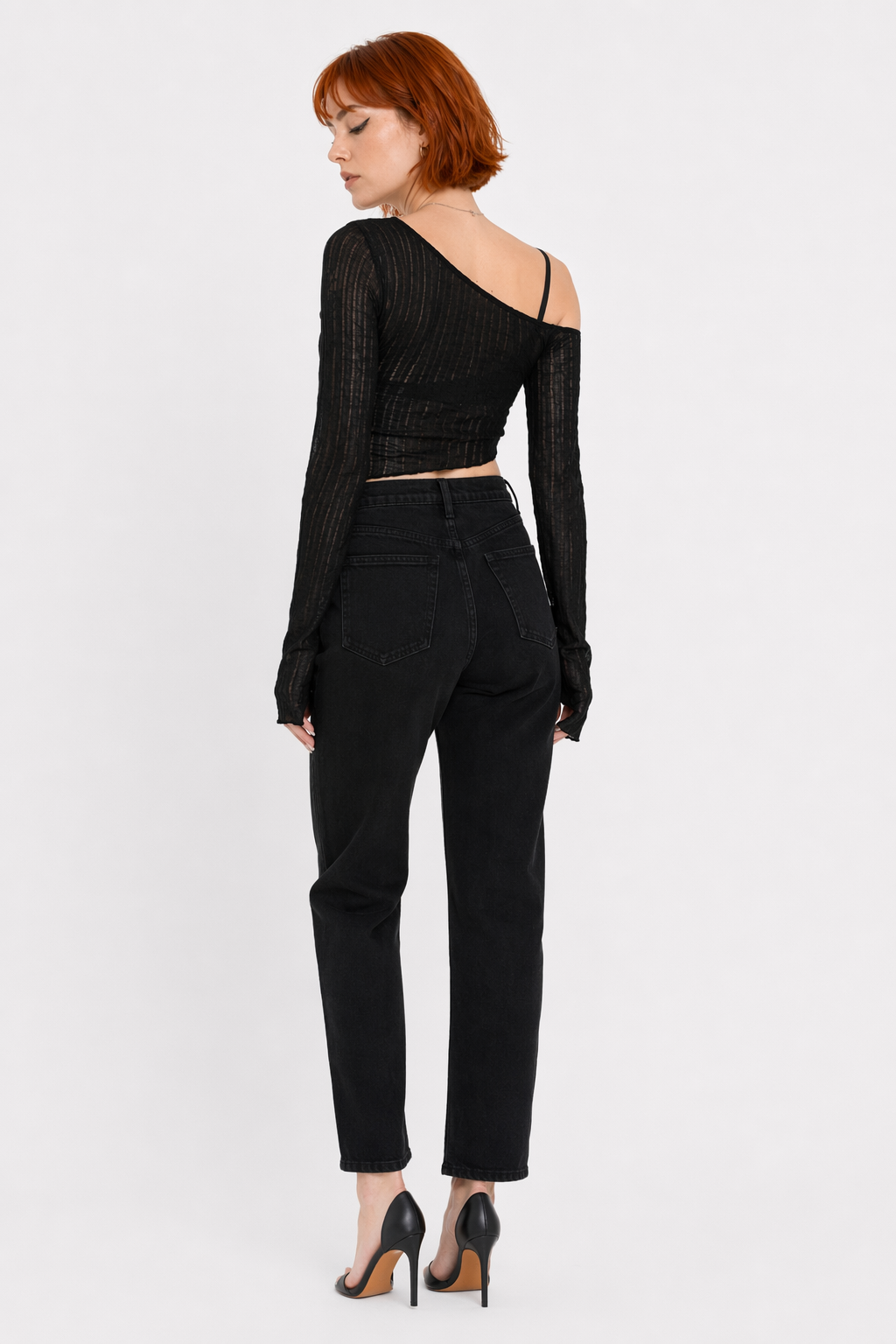 Black Grunge Crop Top Black