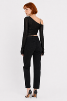 Black Grunge Crop Top Black