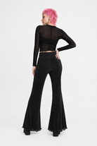 Black Flowy Grunge Goth Pants Black