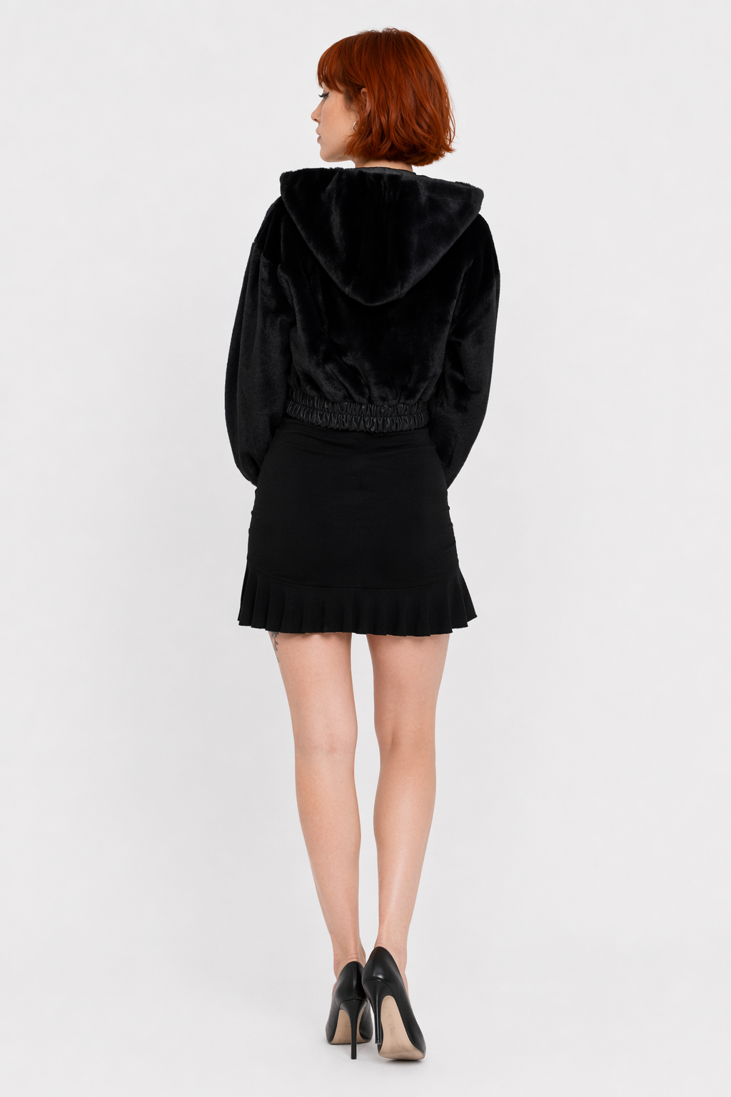 Grunge Hooded Overcoat Black