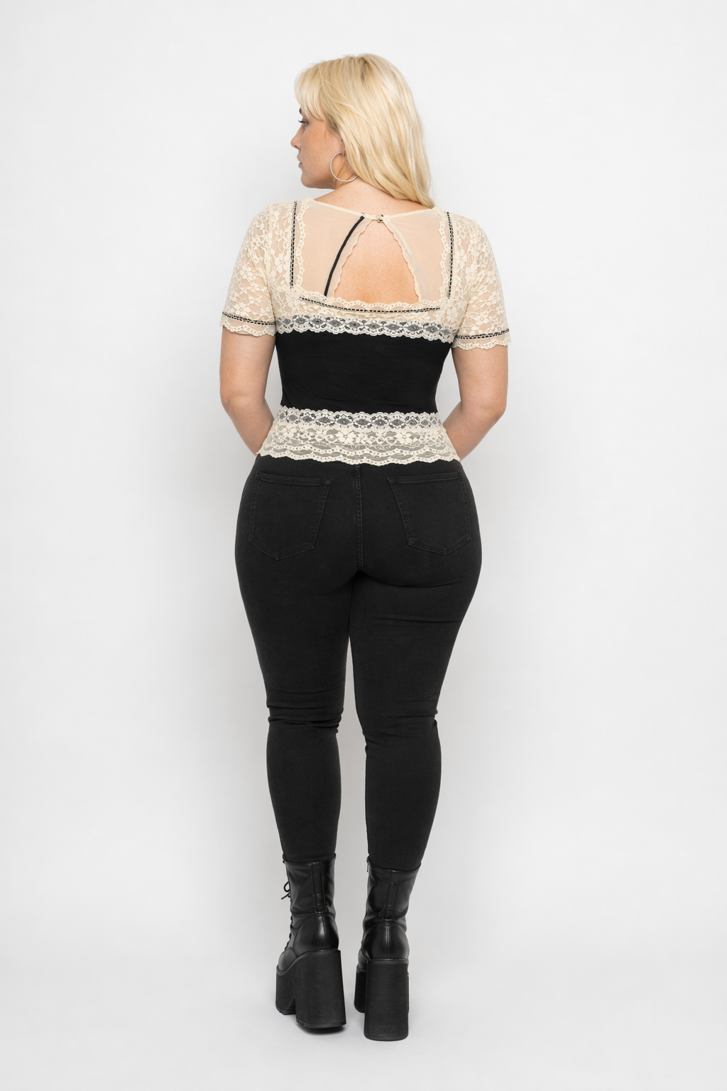 Kawaii Black & Beige Bow Set Top