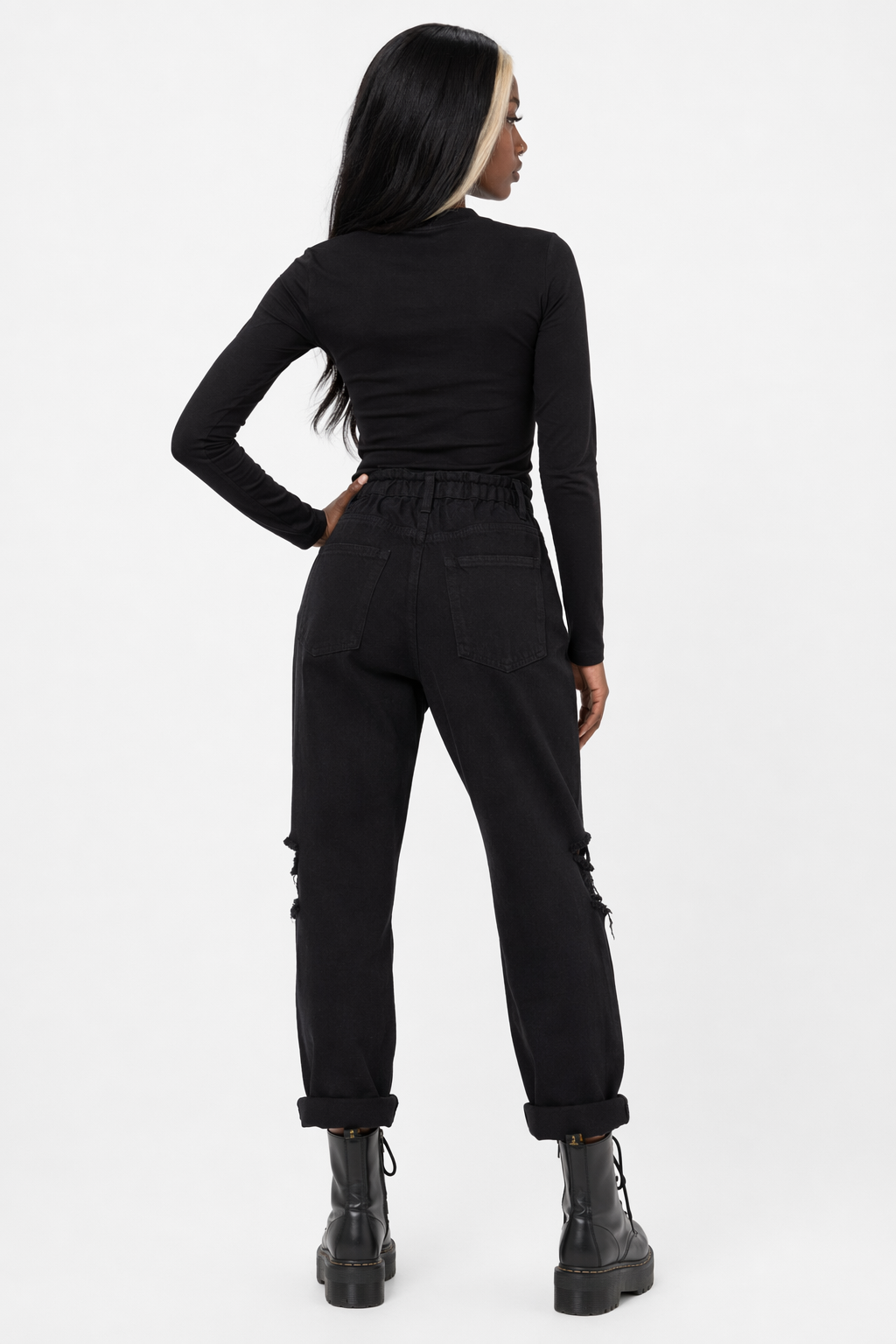 Black Grunge Ripped Jeans' black hole