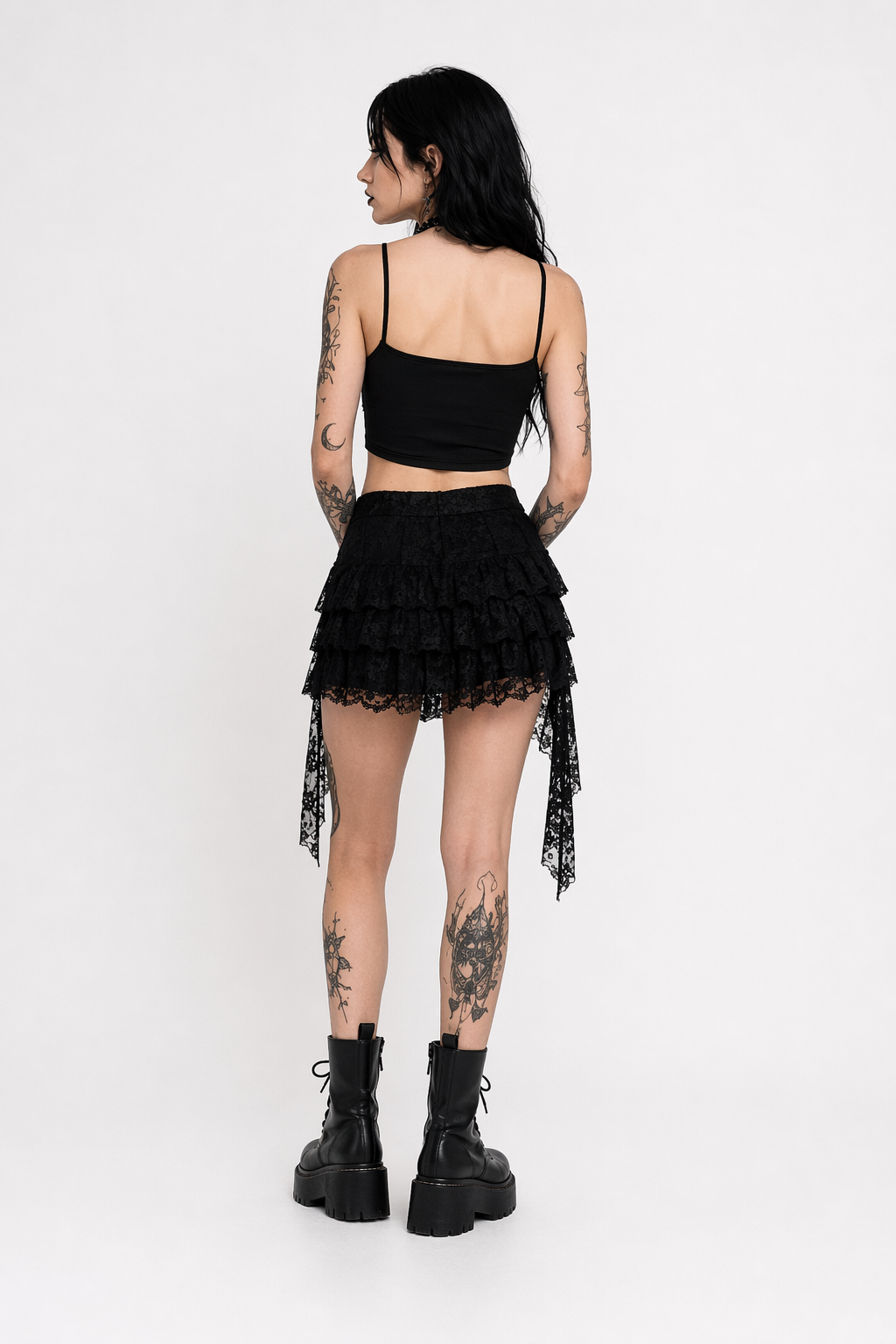 "Black Gothic Crop Top" Black