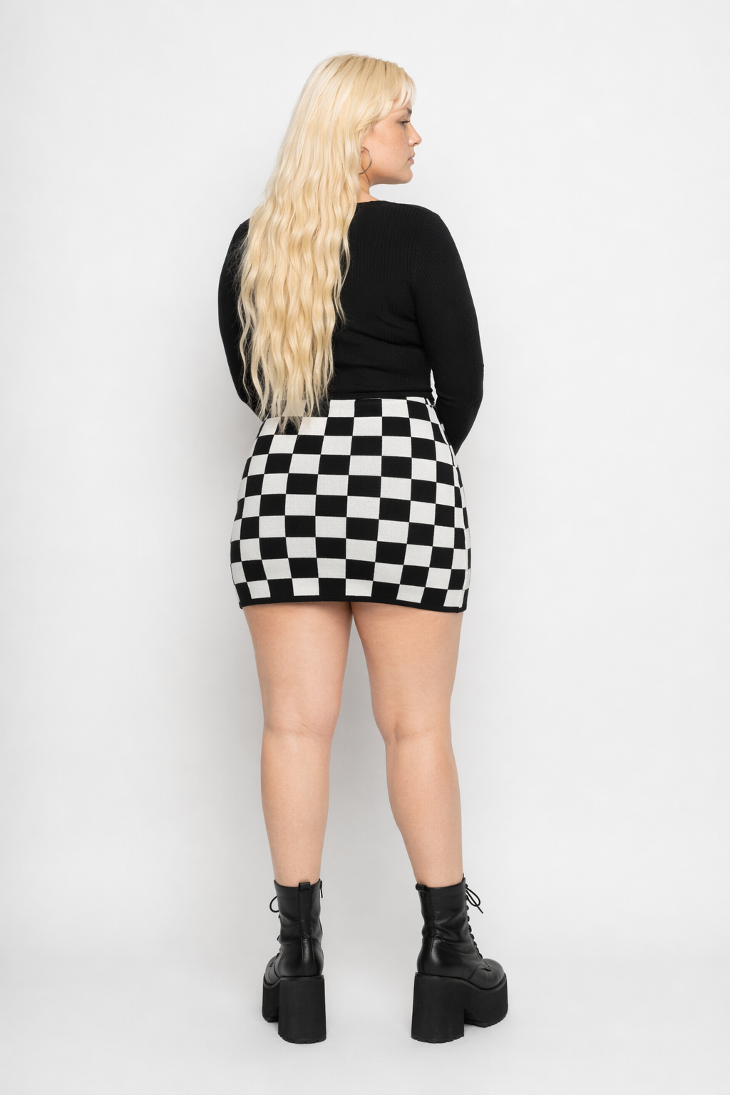 Black Check Grunge Mini Black