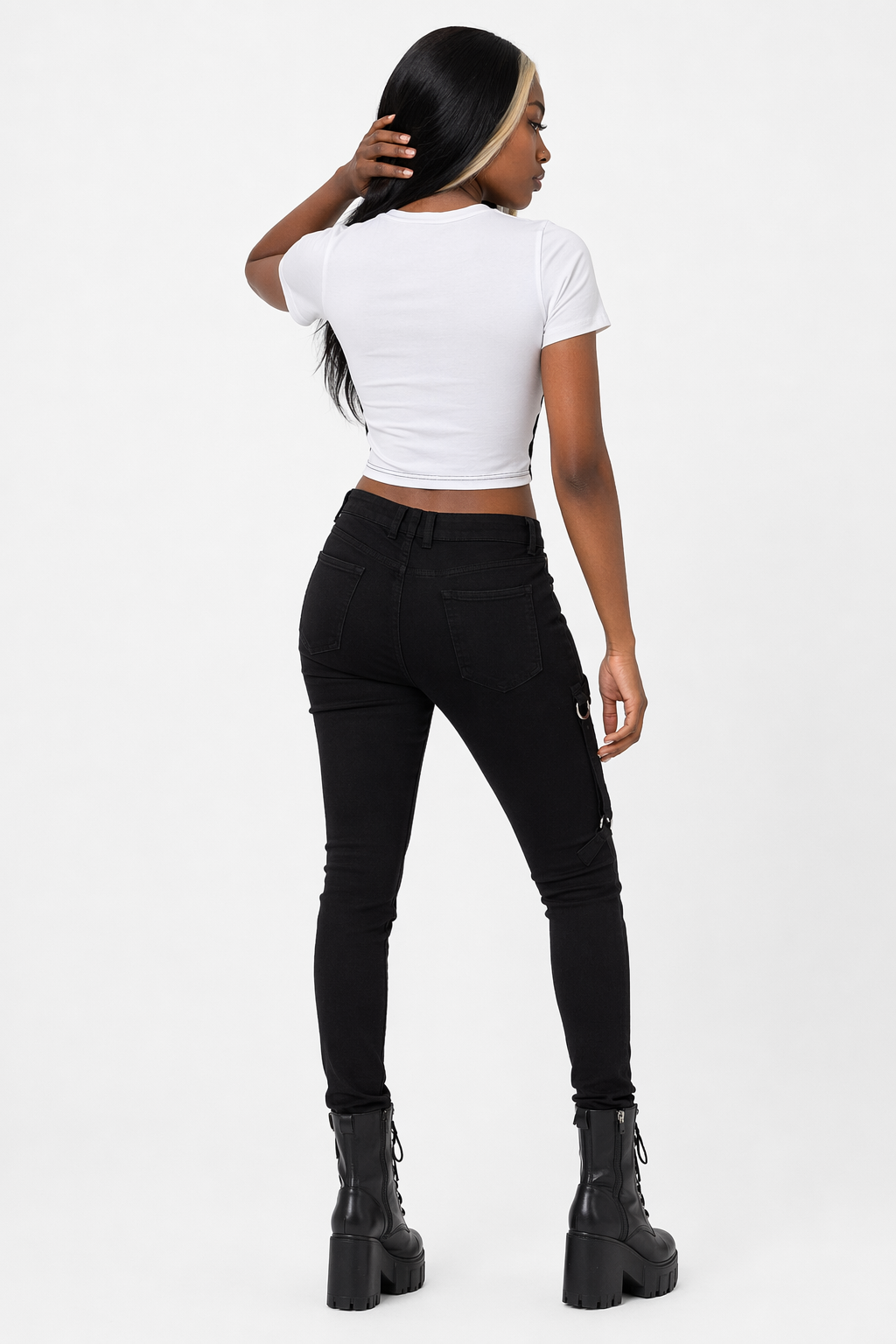 White Tee with Bust Buckle Pattern white