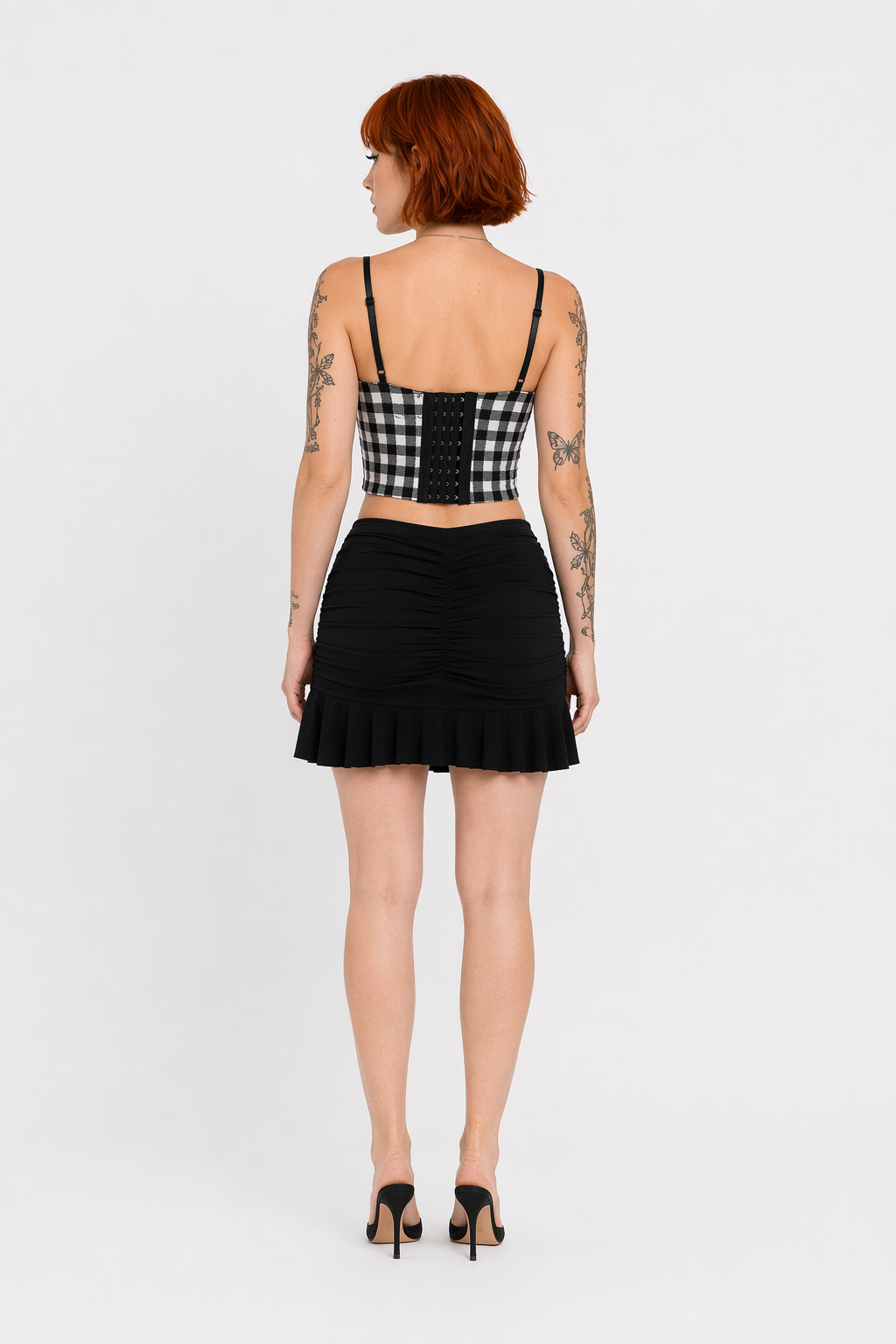 Plaid Push Up Casual Top black