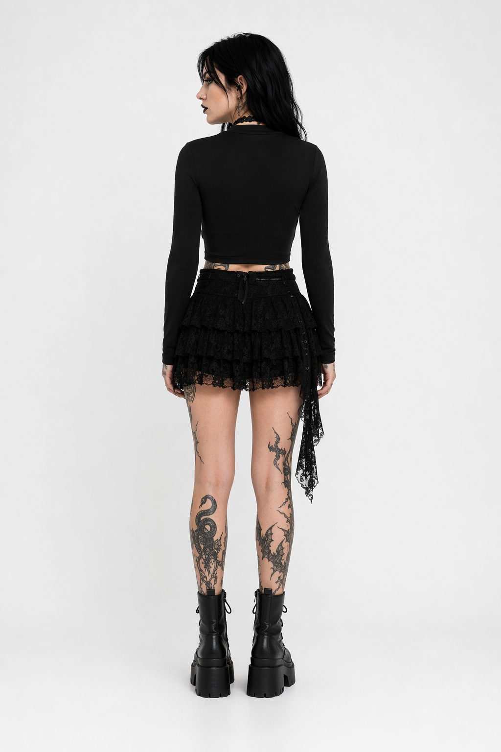 Gothic Long Sleeve Black Top' Black