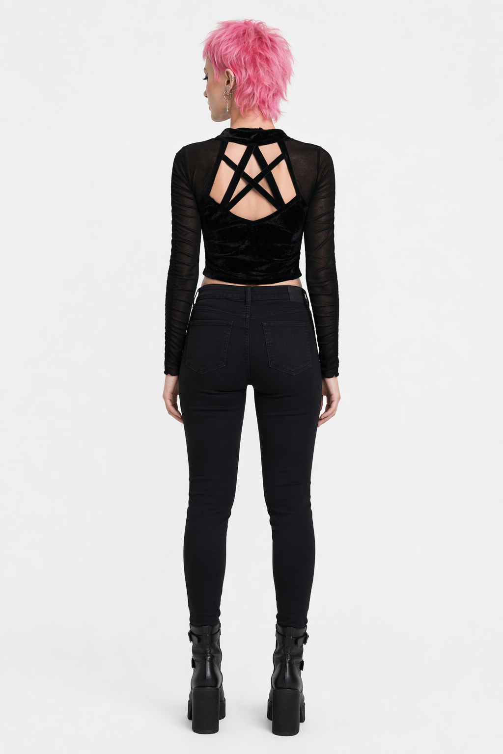 Dangerous' Pentagram Crop Top. Black