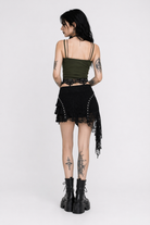 Pixie's lace patchwork crop top Green