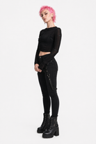 Grunge-inspired Black Bow Crop Top Black