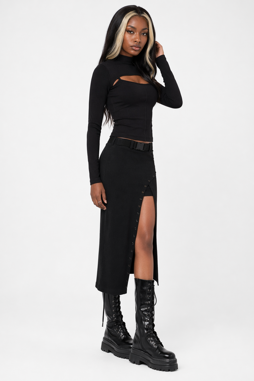 Evil Kin' Harajuku Slit Skirt black