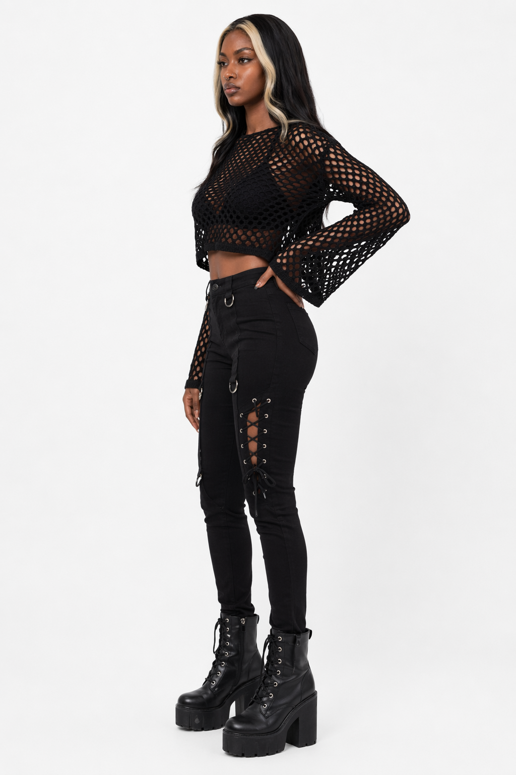 Rebel Black Mesh Beach Sweater Black