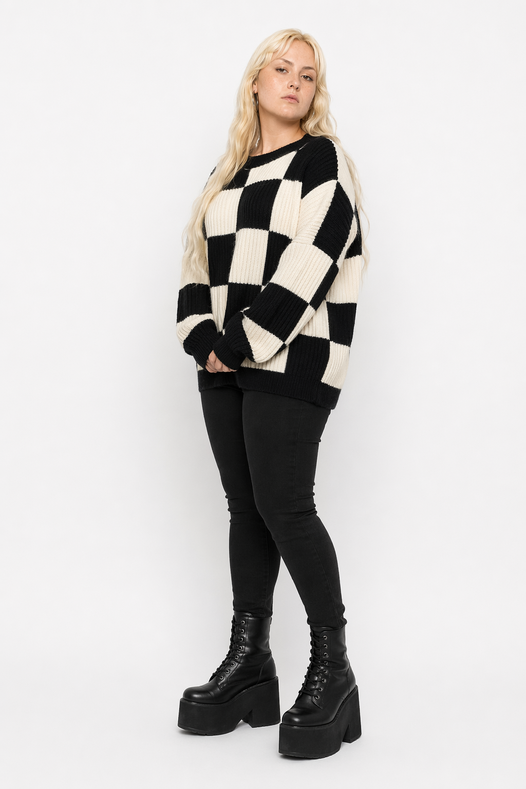 Black Checkerboard Sweater as shown