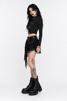 Gothic Long Sleeve Black Top' Black