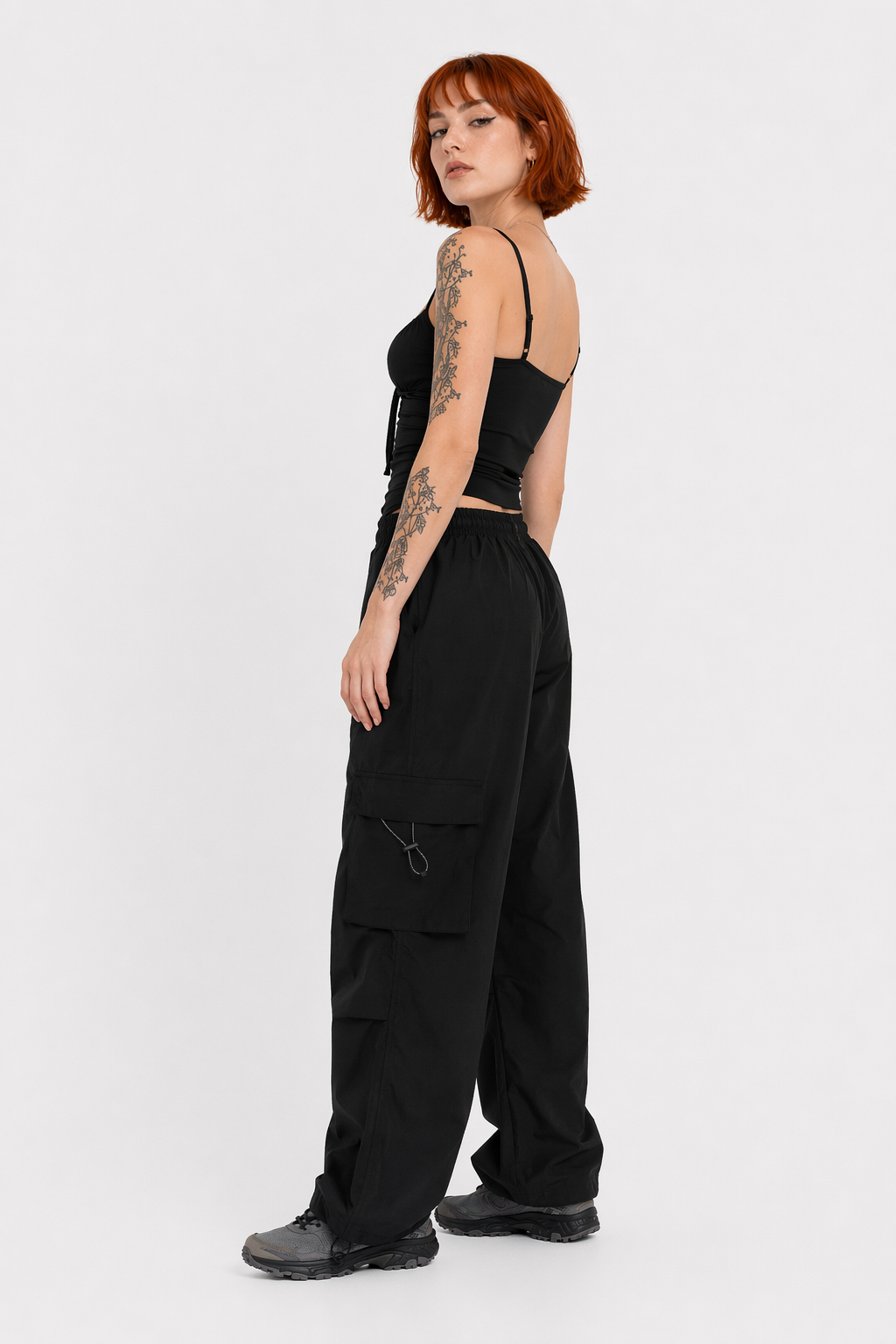 Black Grunge Wide Leg Pants Black