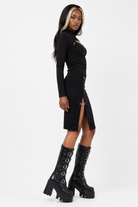 "Intense Black Grunge Mini Skirt" black